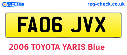FA06JVX are the vehicle registration plates.