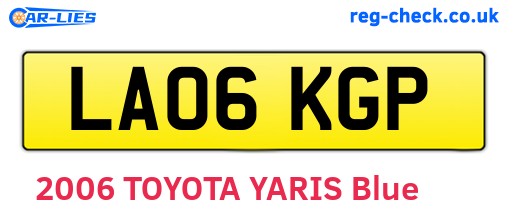 LA06KGP are the vehicle registration plates.