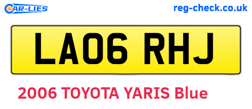 LA06RHJ are the vehicle registration plates.