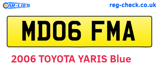 MD06FMA are the vehicle registration plates.