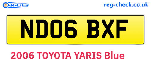 ND06BXF are the vehicle registration plates.
