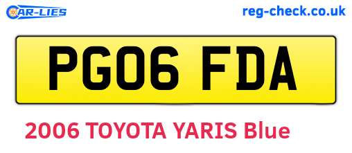 PG06FDA are the vehicle registration plates.