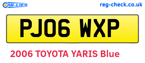 PJ06WXP are the vehicle registration plates.