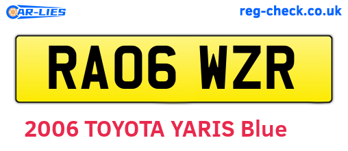 RA06WZR are the vehicle registration plates.