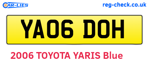 YA06DOH are the vehicle registration plates.
