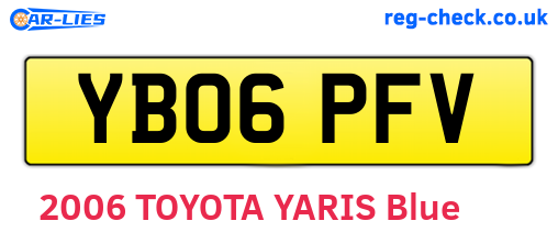 YB06PFV are the vehicle registration plates.