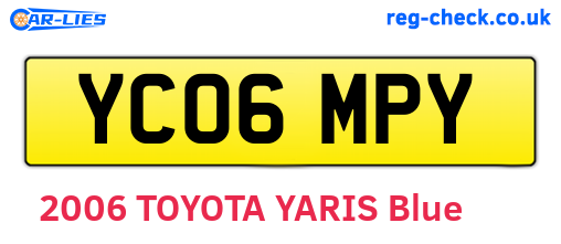 YC06MPY are the vehicle registration plates.