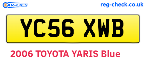 YC56XWB are the vehicle registration plates.