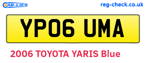 YP06UMA are the vehicle registration plates.