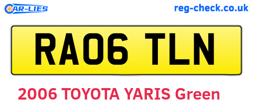 RA06TLN are the vehicle registration plates.