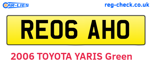 RE06AHO are the vehicle registration plates.