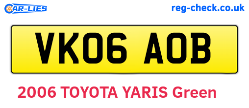 VK06AOB are the vehicle registration plates.