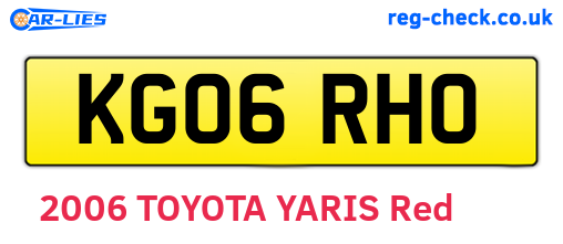 KG06RHO are the vehicle registration plates.