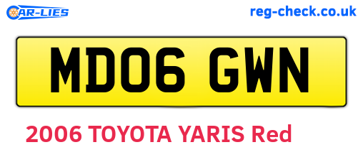 MD06GWN are the vehicle registration plates.
