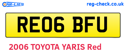 RE06BFU are the vehicle registration plates.