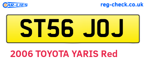 ST56JOJ are the vehicle registration plates.