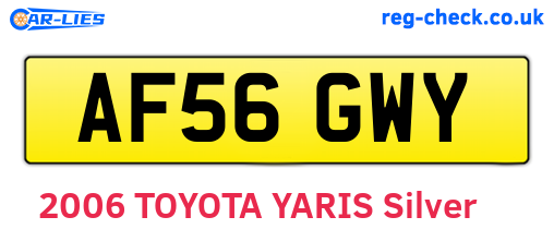 AF56GWY are the vehicle registration plates.