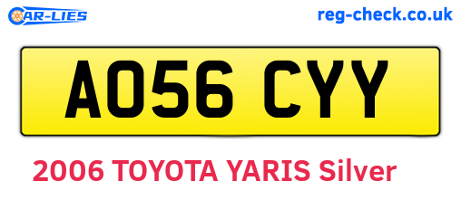 AO56CYY are the vehicle registration plates.