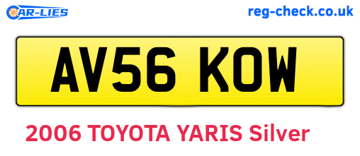 AV56KOW are the vehicle registration plates.