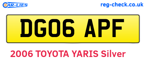 DG06APF are the vehicle registration plates.