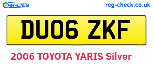 DU06ZKF are the vehicle registration plates.