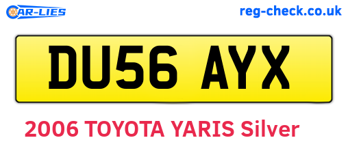 DU56AYX are the vehicle registration plates.