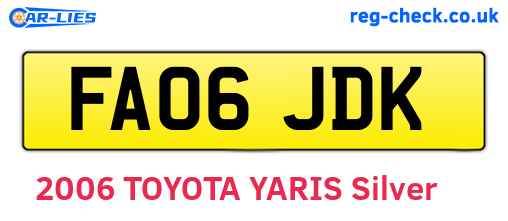 FA06JDK are the vehicle registration plates.