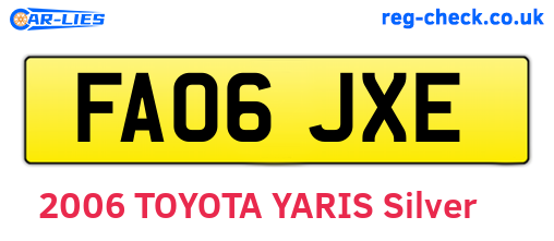 FA06JXE are the vehicle registration plates.