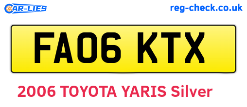 FA06KTX are the vehicle registration plates.