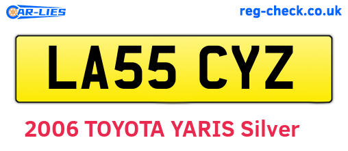 LA55CYZ are the vehicle registration plates.