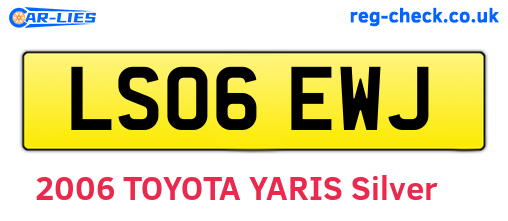 LS06EWJ are the vehicle registration plates.