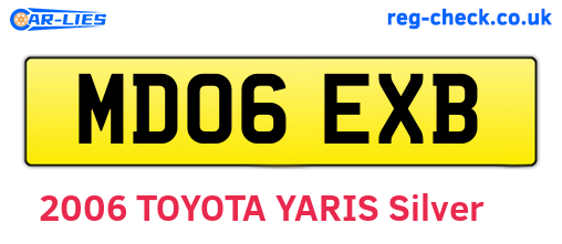 MD06EXB are the vehicle registration plates.