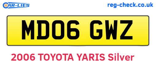 MD06GWZ are the vehicle registration plates.