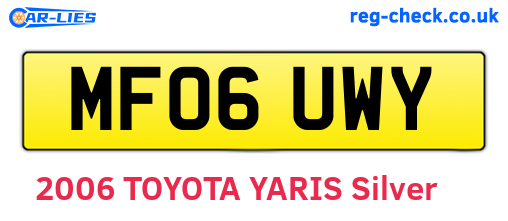 MF06UWY are the vehicle registration plates.