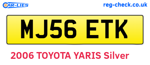 MJ56ETK are the vehicle registration plates.