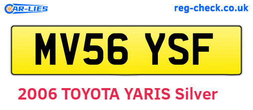 MV56YSF are the vehicle registration plates.