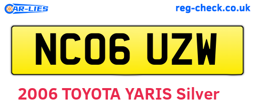 NC06UZW are the vehicle registration plates.