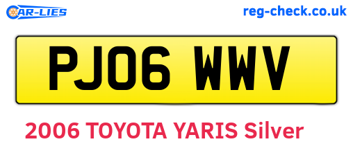 PJ06WWV are the vehicle registration plates.