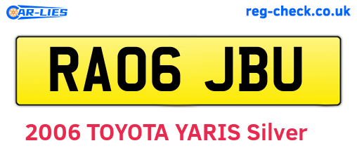 RA06JBU are the vehicle registration plates.