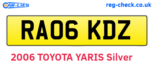 RA06KDZ are the vehicle registration plates.