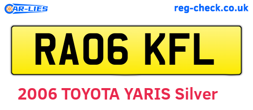 RA06KFL are the vehicle registration plates.