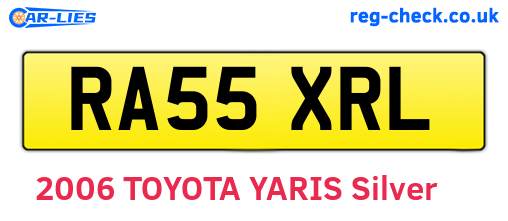 RA55XRL are the vehicle registration plates.