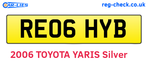 RE06HYB are the vehicle registration plates.