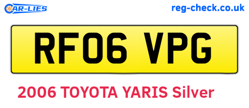 RF06VPG are the vehicle registration plates.