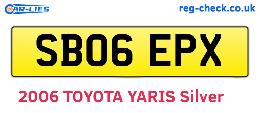 SB06EPX are the vehicle registration plates.