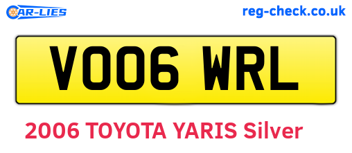VO06WRL are the vehicle registration plates.