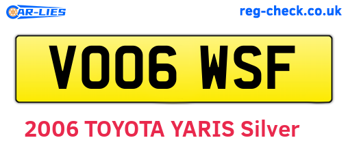 VO06WSF are the vehicle registration plates.