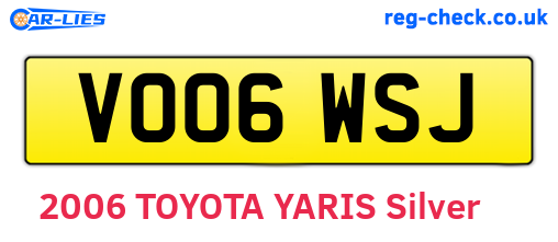 VO06WSJ are the vehicle registration plates.