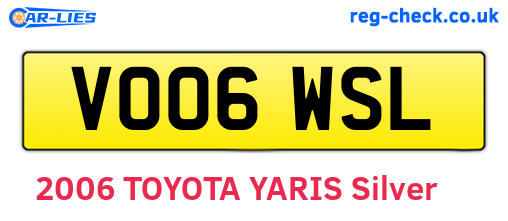 VO06WSL are the vehicle registration plates.