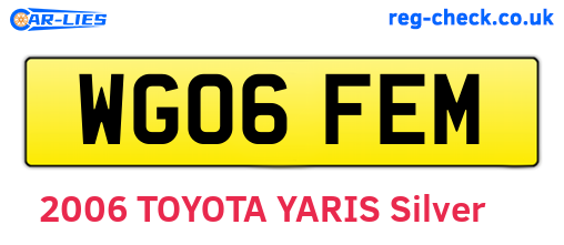 WG06FEM are the vehicle registration plates.